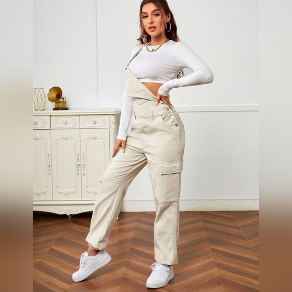 SHEIN EZwear Flap Pocket Denim Overalls Without Top Size S US 4 - Picture 5 of 14